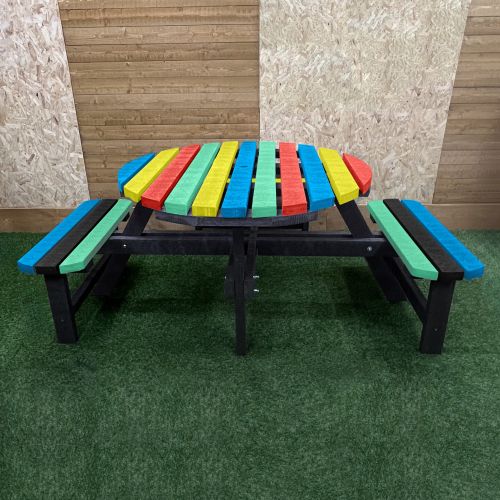 Wheelchair Accessible Multi-Coloured Winchester Recycled Plastic Round Picnic Table