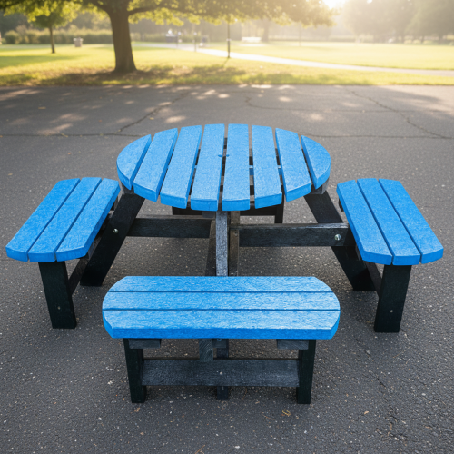 Junior Recycled Plastic Round Picnic Table with Black Framework