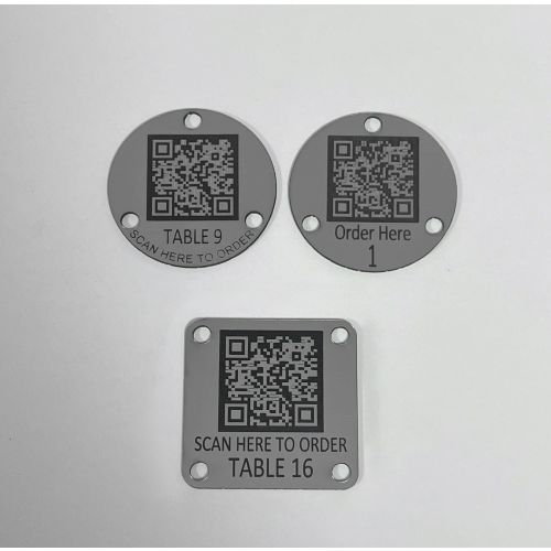 Steel Effect QR Code Table Numbers